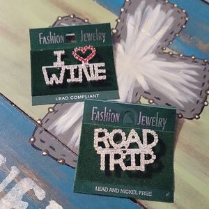 Rhinestone 'ROAD TRIP' Or 'I ❤️ Wine'  Brooch